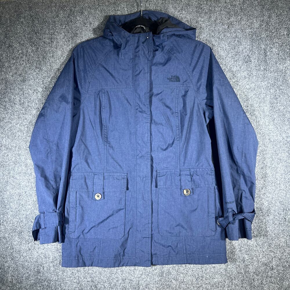 North Face HyVent Women's Medium Blue Hooded Waterproof Rain Jacket